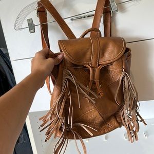 Brown fringe backpack